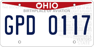 OH license plate GPD0117