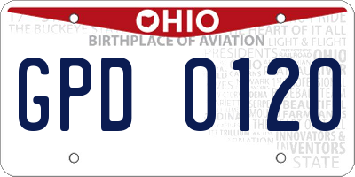 OH license plate GPD0120