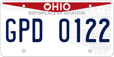 OH license plate GPD0122
