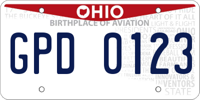 OH license plate GPD0123