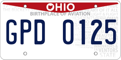 OH license plate GPD0125