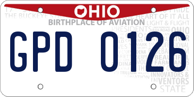OH license plate GPD0126