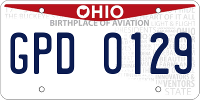OH license plate GPD0129