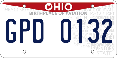 OH license plate GPD0132