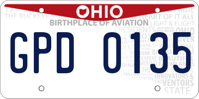 OH license plate GPD0135