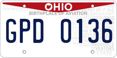 OH license plate GPD0136