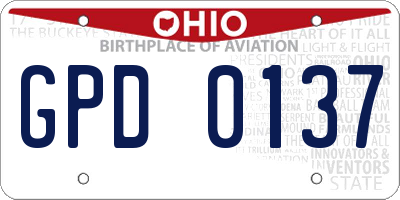 OH license plate GPD0137