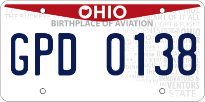 OH license plate GPD0138