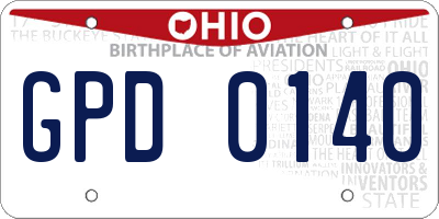 OH license plate GPD0140