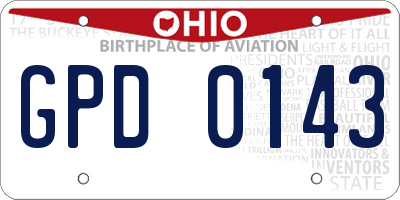 OH license plate GPD0143