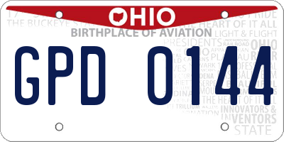 OH license plate GPD0144