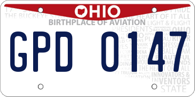 OH license plate GPD0147
