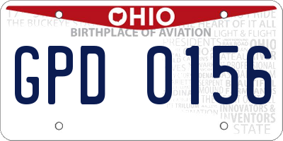 OH license plate GPD0156