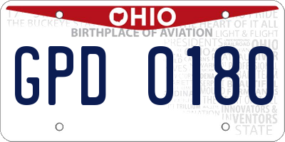 OH license plate GPD0180