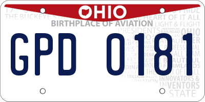 OH license plate GPD0181