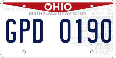 OH license plate GPD0190