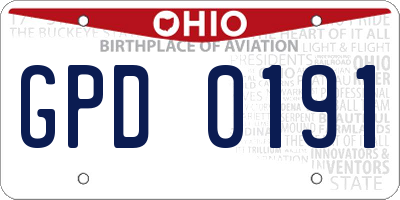 OH license plate GPD0191