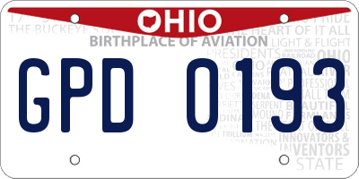 OH license plate GPD0193
