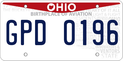OH license plate GPD0196