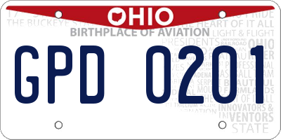 OH license plate GPD0201