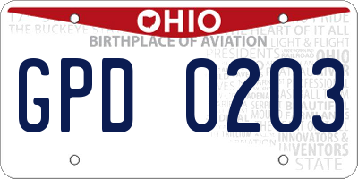 OH license plate GPD0203
