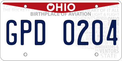 OH license plate GPD0204