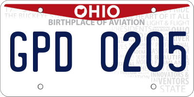 OH license plate GPD0205