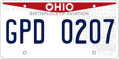 OH license plate GPD0207