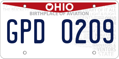 OH license plate GPD0209