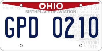 OH license plate GPD0210