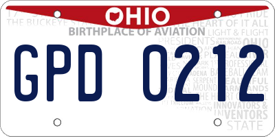 OH license plate GPD0212