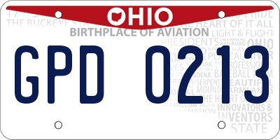 OH license plate GPD0213