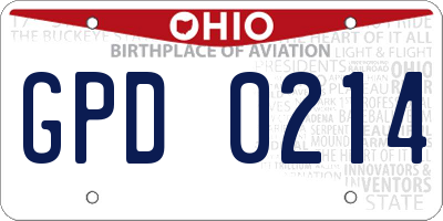OH license plate GPD0214