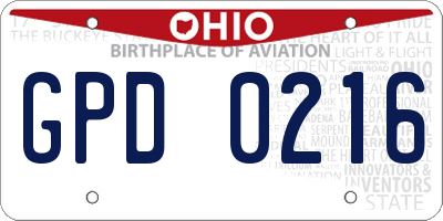 OH license plate GPD0216