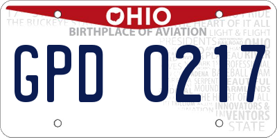 OH license plate GPD0217