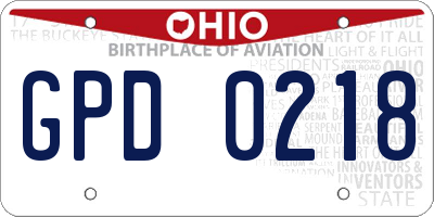 OH license plate GPD0218