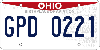 OH license plate GPD0221
