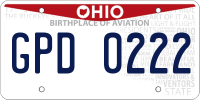 OH license plate GPD0222