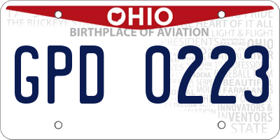 OH license plate GPD0223