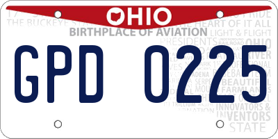 OH license plate GPD0225
