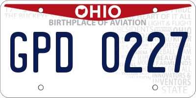 OH license plate GPD0227