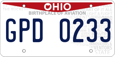 OH license plate GPD0233