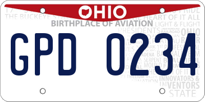OH license plate GPD0234