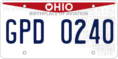 OH license plate GPD0240