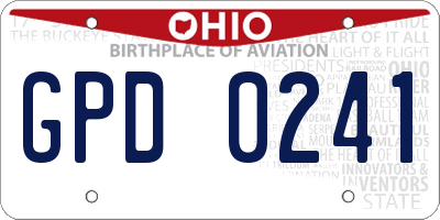 OH license plate GPD0241