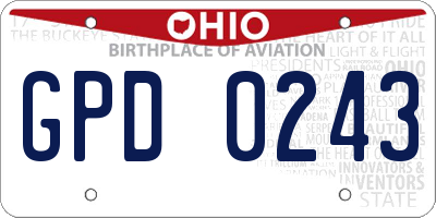 OH license plate GPD0243