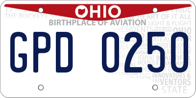 OH license plate GPD0250