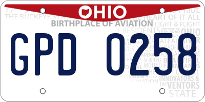OH license plate GPD0258