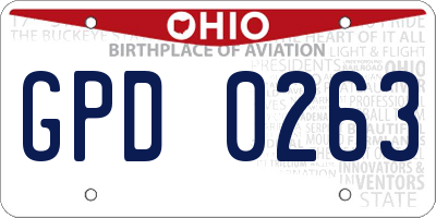 OH license plate GPD0263