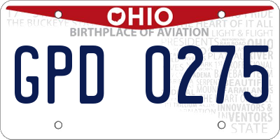 OH license plate GPD0275